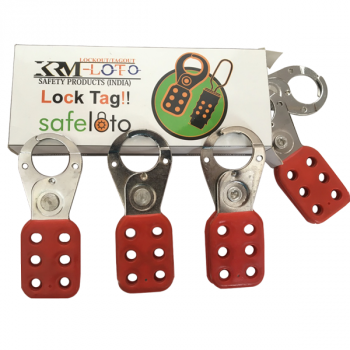 5pcs  KRM LOTO - VINYL MOLDED COATED HASP - SMALL - JAW DIA -25 MM - RED