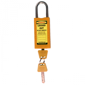 KRM LOTO - DOUBLE BODY OSHA SAFETY LOCK TAG PADLOCK – METAL SHACKLE - ORANGE