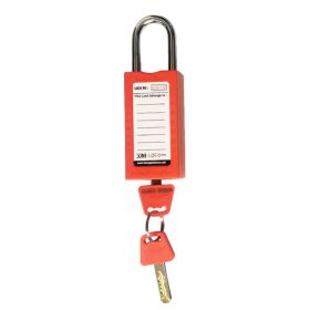 KRM LOTO - DOUBLE BODY OSHA SAFETY LOCK TAG PADLOCK – METAL SHACKLE-RED