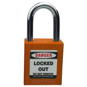 KRM LOTO - OSHA SAFETY ISOLATION LOCKOUT PADLOCK - METAL SHACKLE WITH DIFFER KEY-ORANGE