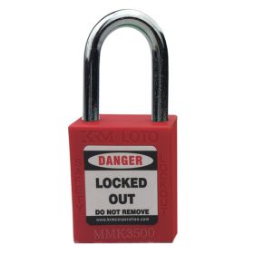 KRM LOTO - OSHA SAFETY ISOLATION LOCKOUT PADLOCK - METAL SHACKLE WITH DIFFER KEY AND MASTER KEY - RED