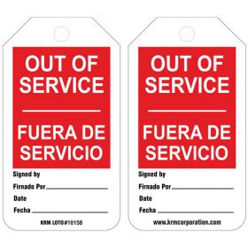 25pcs KRM LOTO - OUT OF SERVICE TAG