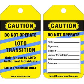 25pcs CAUTION - DO NOT OPERATE - LOTO TRANSITION TAG CUSTOMISED TAG