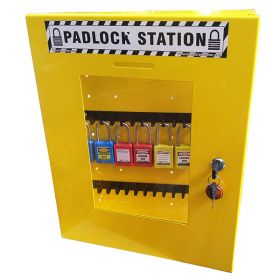 KRM LOTO – LOCKOUT TAGOUT PADLOCK STATION-clear fascia-18152 -YELLOW (WITHOUT MATERIAL)