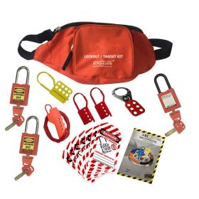 KRM LOTO  - OSHA LOCKOUT TAGOUT WAIST POUCH KIT RED - 2112 