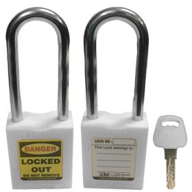 OSHA SAFETY LOCK TAG PADLOCK – METAL – LONG SHACKLE - WHITE