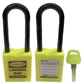 KRM LOTO - OSHA SAFETY LOCK TAG PADLOCK – NYLON – LONG SHACKLE - GREEN