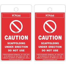 25pcs - KRM LOTO - CAUTION UNDER ERECTION - DO NOT USE SCAFFOLD TAG 