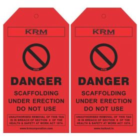 25pcs - KRM LOTO - DANGER - UNDER ERECTION DO NOT USE - SCAFFOLD TAG 
