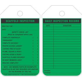 25pcs - DAILY INSPECTION RECORD SCAFFOLD TAG - GREEN KRM LOTO