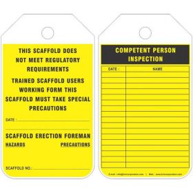 25pcs - COMPETENT PERSON INSPECTION SCAFFOLD TAG - YELLOW KRM LOTO