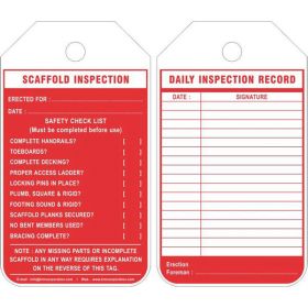 25pcs - DAILY INSPECTION RECORD SCAFFOLD TAG -RED-KRM LOTO