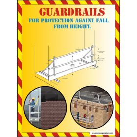5pcs KRM LOTO - GUARDRAILS FOR PROTECTION AGAINT FAIL FROM HEIGHT SAFETY POSTER (ACP SHEET) 4ft X 3ft