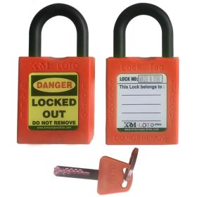KRM LOTO - OSHA Safety Isolation Lockout Padlock - Short Nylon Shackle