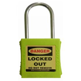 KRM LOTO - OSHA SAFETY LOCK TAG PADLOCK WITH STAINLESS STEEL SHACKLE - GREEN