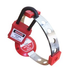 KRM LOTO ELECTRICAL HANDLE PANEL LOCKOUT RED WITH PADLOCK
