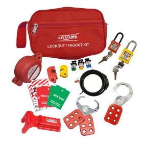 KRM LOTO - LOCKOUT TAGOUT ELECTRO-MECHANICAL POUCH KIT-1419 RED