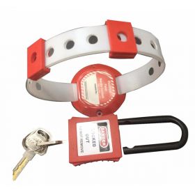 KRM LOTO DI ELECTRIC HANDLE PANEL LOCKOUT RED WITH PADLOCK
