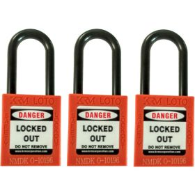 3pcs OSHA Safety Isolation Lockout Padlock - Nylon Shackle with Differ Key