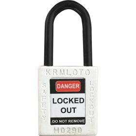KRM LOTO - OSHA SAFETY ISOLATION LOCKOUT PADLOCK - NYLON SHACKLE WITH DIFFER KEY AND MASTER KEY-WHITE