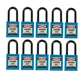 10pcs OSHA Safety Isolation Lockout Padlock - Nylon Shackle with Differ Key and Master Key 