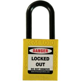 KRM LOTO - OSHA SAFETY ISOLATION LOCKOUT PADLOCK - NYLON SHACKLE WITH ALIKE KEY-YELLOW