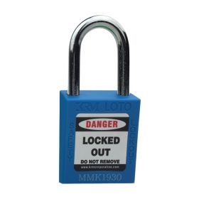 KRM LOTO - OSHA SAFETY ISOLATION LOCKOUT PADLOCK - METAL SHACKLE WITH DIFFER KEY-BLUE