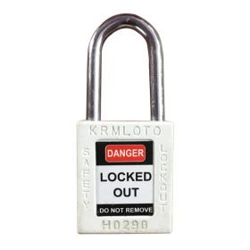 KRM LOTO - OSHA SAFETY ISOLATION LOCKOUT PADLOCK - METAL SHACKLE WITH DIFFER KEY AND MASTER KEY - WHITE