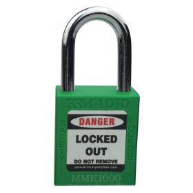 KRM LOTO - OSHA SAFETY ISOLATION LOCKOUT PADLOCK - METAL SHACKLE WITH DIFFER KEY AND MASTER KEY - GREEN