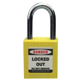 KRM LOTO - OSHA SAFETY ISOLATION LOCKOUT PADLOCK - METAL SHACKLE WITH DIFFER KEY AND MASTER KEY - YELLOW