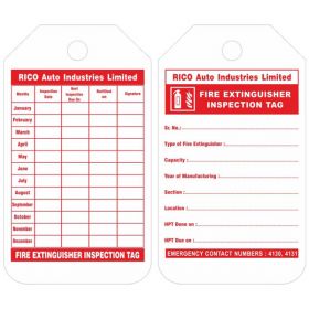 100pcs - KRM LOTO - FIRE EXTINGUISHER INSPECTION TAG  (CUSTOMISED TAG)