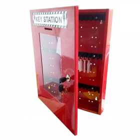 KRM LOTO – LOCKOUT KEY STATION-CLEAR FASCIA-18152 -RED (WITHOUT MATERIAL)