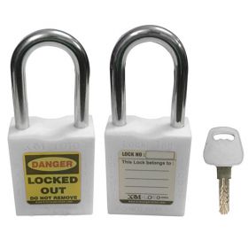 KRM LOTO - OSHA SAFETY LOCK TAG PADLOCK - METAL SHACKLE WITH DIFFER KEY - WHITE