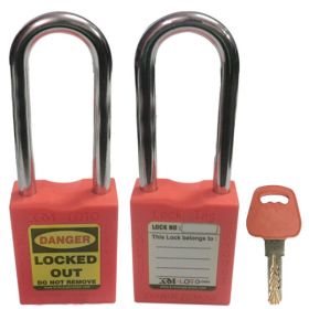 OSHA SAFETY LOCK TAG PADLOCK – METAL – LONG SHACKLE - RED