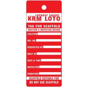 25pcs - ERECTION & INSPECTION RECORD SCAFFOLD TAG - RED KRM LOTO