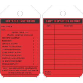 25pcs - SCAFFOLD DAILY INSPECTION RECORD SCAFFOLD TAG - RED KRM LOTO