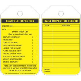 25pcs- DAILY INSPECTION RECORD SCAFFOLD TAG - YELLOW - KRM LOTO