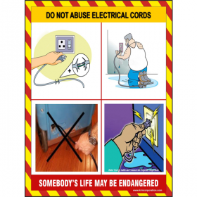 5pcs KRM LOTO - DO NOT ABUSE CORDS SAFETY POSTER (ACP SHEET) 4ft X 3ft
