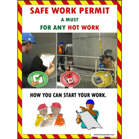 5pcs KRM LOTO - SAFE WORK PERMIT A MUST FOR ANY HOT WORK  SAFETY POSTER (ACP SHEET) 4ft X 3 ft 
