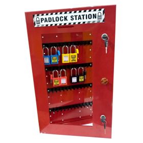 KRM LOTO – LOCKABLE LOCKOUT TAGOUT PADLOCK STATION-RED-24152 (WITHOUT MATERIAL)