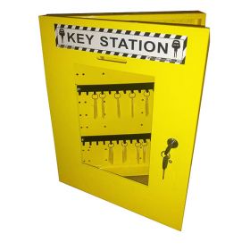 KRM LOTO – LOCKOUT KEY STATION-CLEAR FASCIA-18152 -YELLOW (WITHOUT MATERIAL)