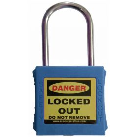 KRM LOTO - OSHA SAFETY LOCK TAG PADLOCK WITH STAINLESS STEEL SHACKLE - BLUE