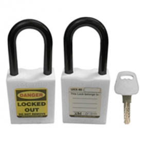 KRM LOTO - OSHA SAFETY LOCK TAG PADLOCK - NYLON SHACKLE WITH ALIKE KEY - WHITE