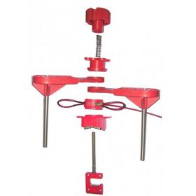 KRM LOTO - UNIVERSAL VALVE LOCKOUT DEVICE WITH TWO LARGE BLOCKING ARM AND STEEL INSULATED CABLE 2MTR