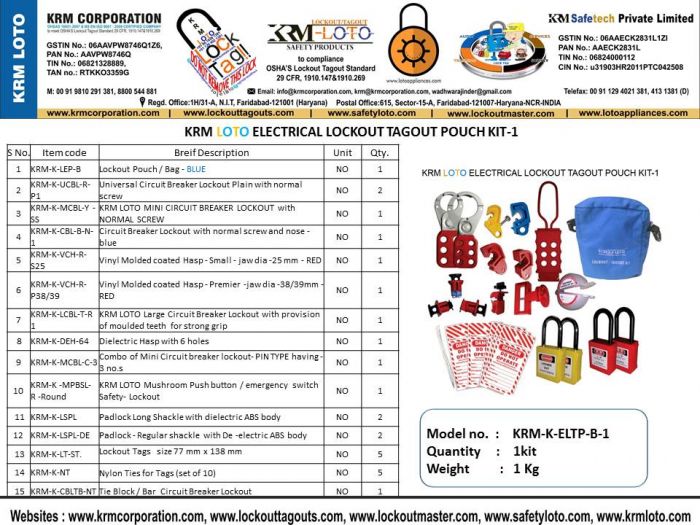 KRM LOTO –MINI ELECTRICAL LOTO POUCH KIT- 4057