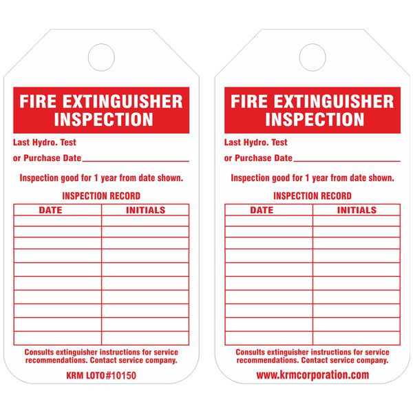 Fire extinguisher test clearance tags